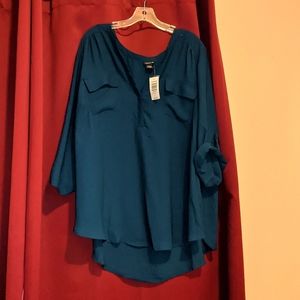 Teal Torrid Georgette Blouse NWT